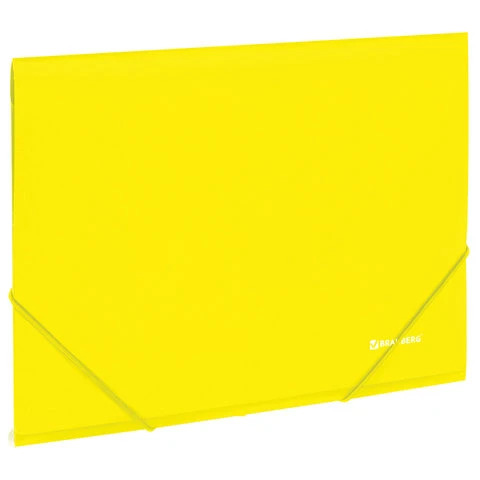 Папка на резинках BRAUBERG "Neon", неоновая, желтая, до 300 листов,