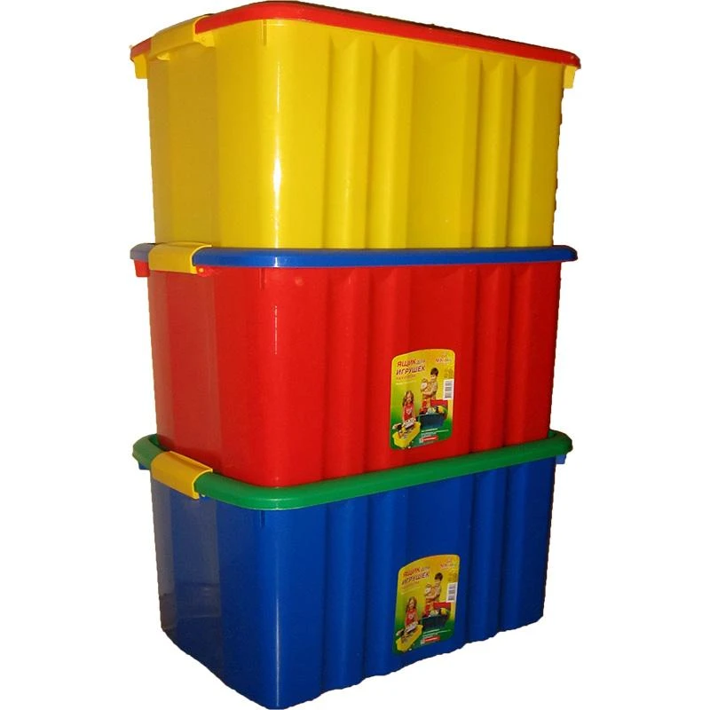 Ящик для хранения игрушек на колесах с крышкой пластиковый