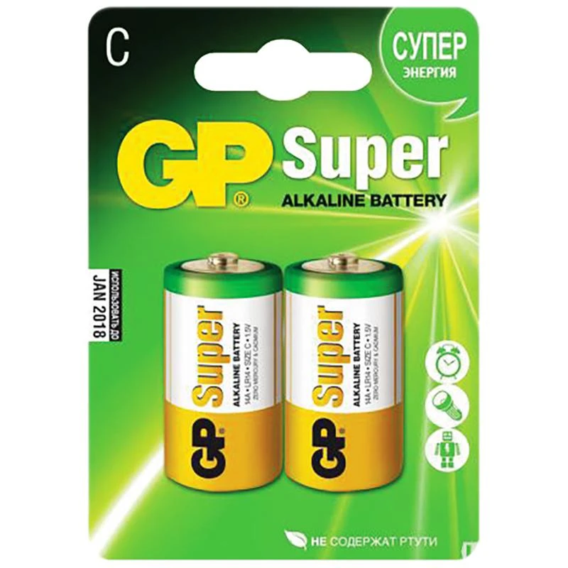 Батарейка GP Super Alkaline C (LR14) 14A BC2: 14A-BC2/02674 штр.: 4891199000010