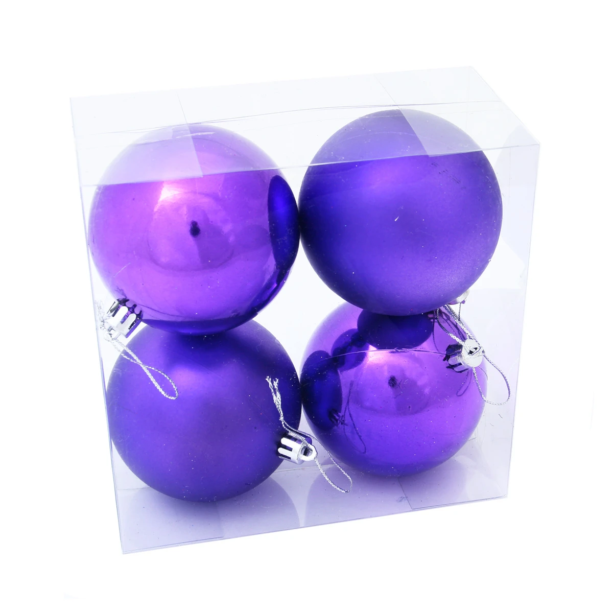 Набор из 4-х пластиковых шаров, 8 см, цвет-фиолетовый