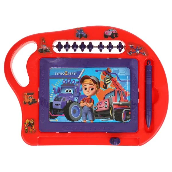 Доска для рисования Турбозавры магнитная, счеты, 24*18см. ИГРАЕМ ВМЕСТЕ