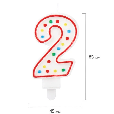 Свеча-цифра для торта "2" ДВУСТОРОННЯЯ с конфетти, 8,5 см, ЗОЛОТАЯ Свеча-цифра для торта "2" ДВУСТОРОННЯЯ с конфетти, 8,5 см, ЗОЛОТАЯ
