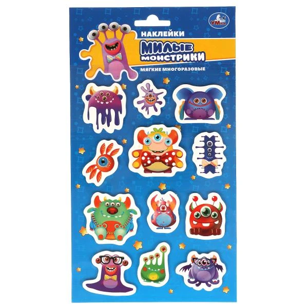 Мягкие многораз. наклейки 137х247мм монстрики Умка