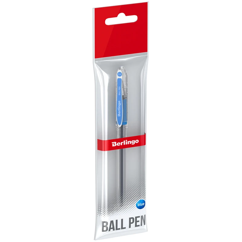 Ручка шариковая Berlingo "I-10" синяя, 0,4мм, грип, пакет с