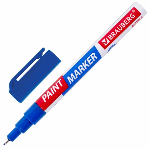 Маркер-краска лаковый EXTRA (paint marker) 1 мм, СИНИЙ, УЛУЧШЕННАЯ НИТРО-ОСНОВА,