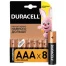 Батарейки DURACELL Basic, AAA (LR03, 24А), алкалиновые, КОМПЛЕКТ 8 шт., в