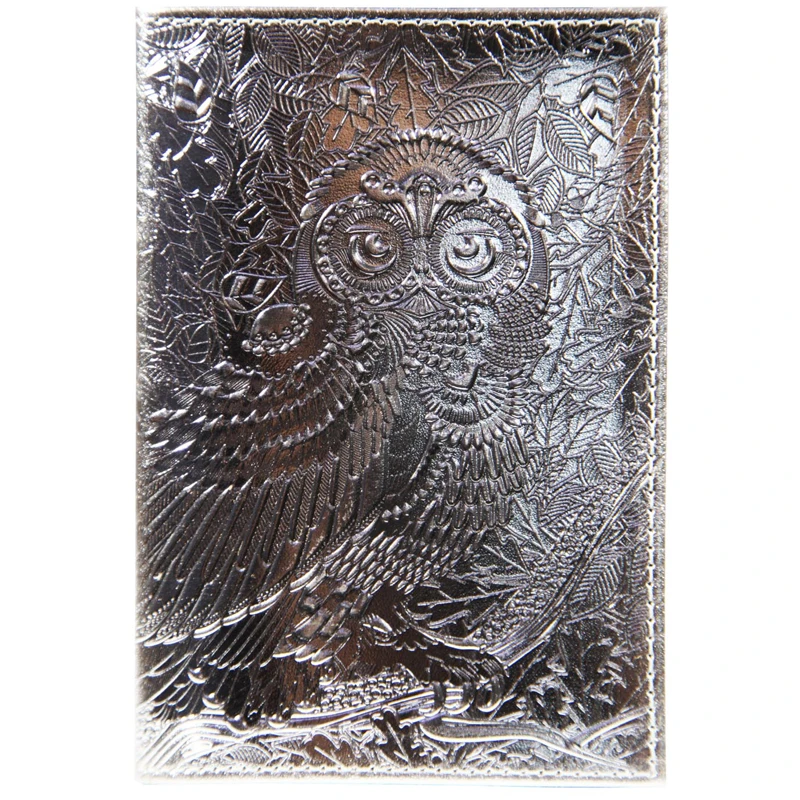 Обложка для паспорта OfficeSpace "Сова" кожа, тиснение, серебряный