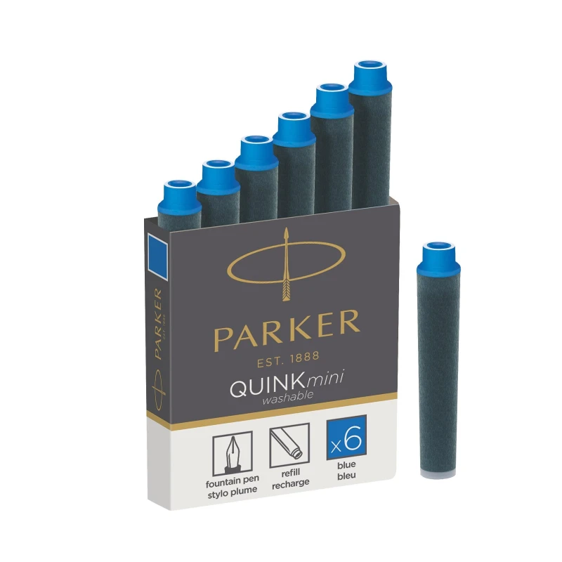 Картридж чернильный для перьевой ручки PARKER QUINK SHORT синие 6 штук 1950409
