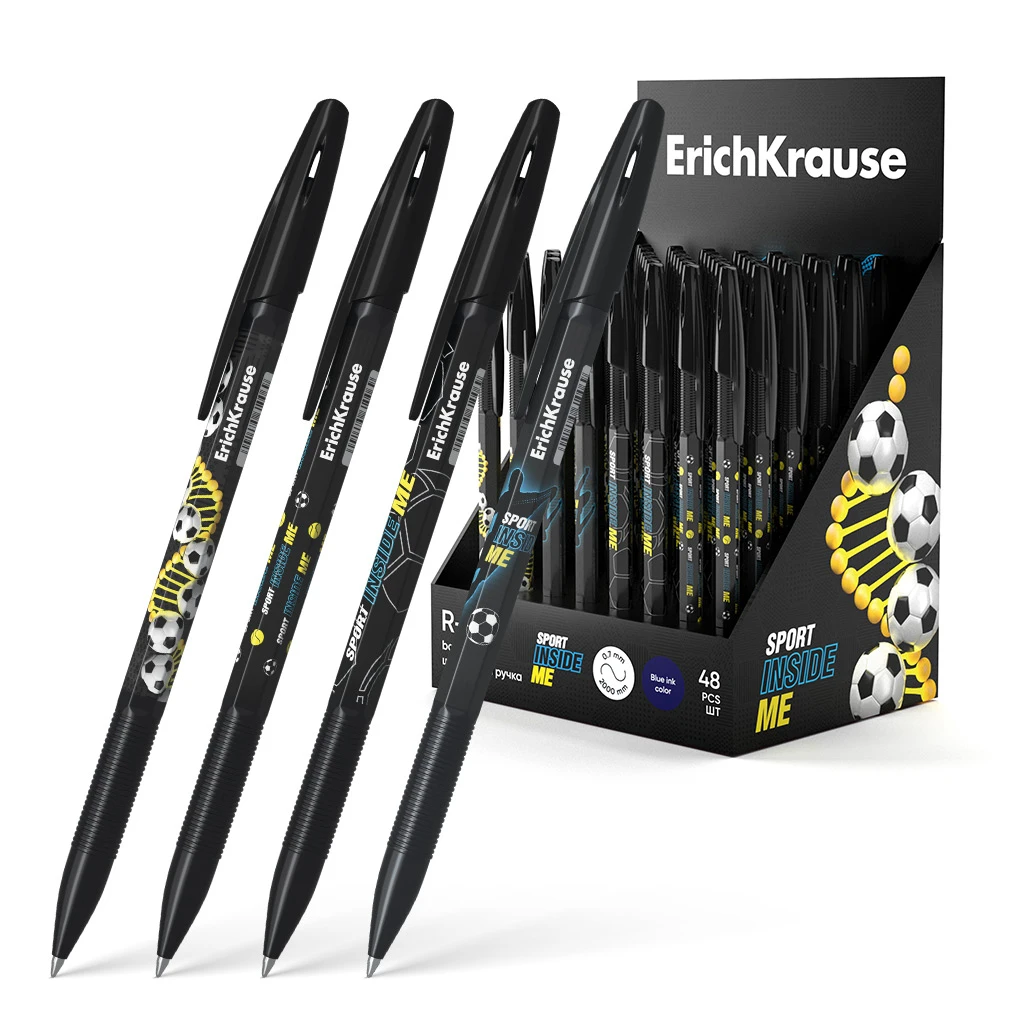 Ручка шариковая ErichKrause R-301 Stick&Grip Sport DNA 0.7, цвет чернил синий (в