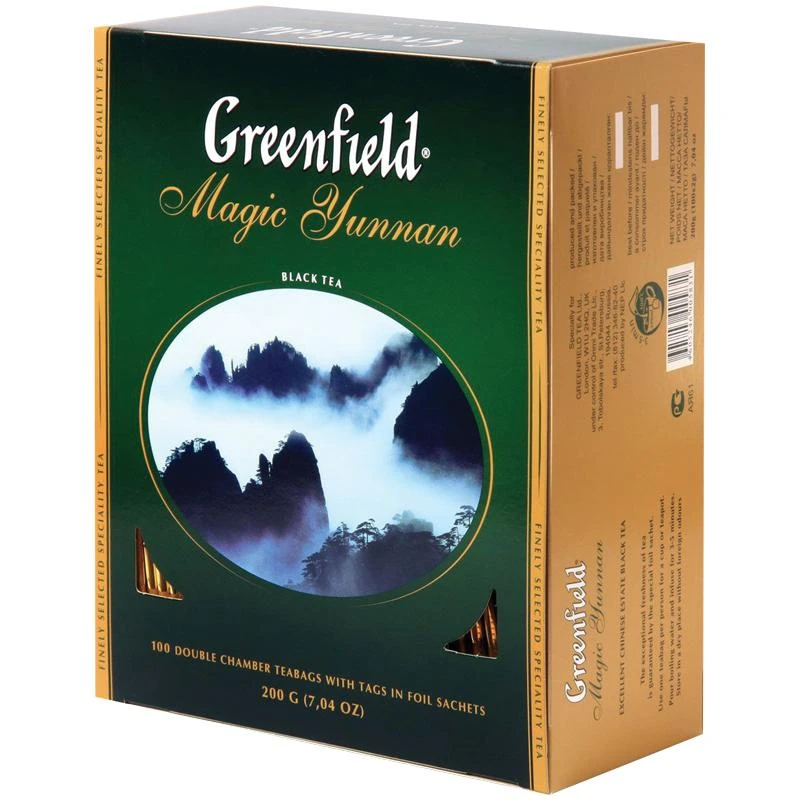 Чай Greenfield "Magic Yunnan", черный, 100 пакетиков по 2г 0583-09