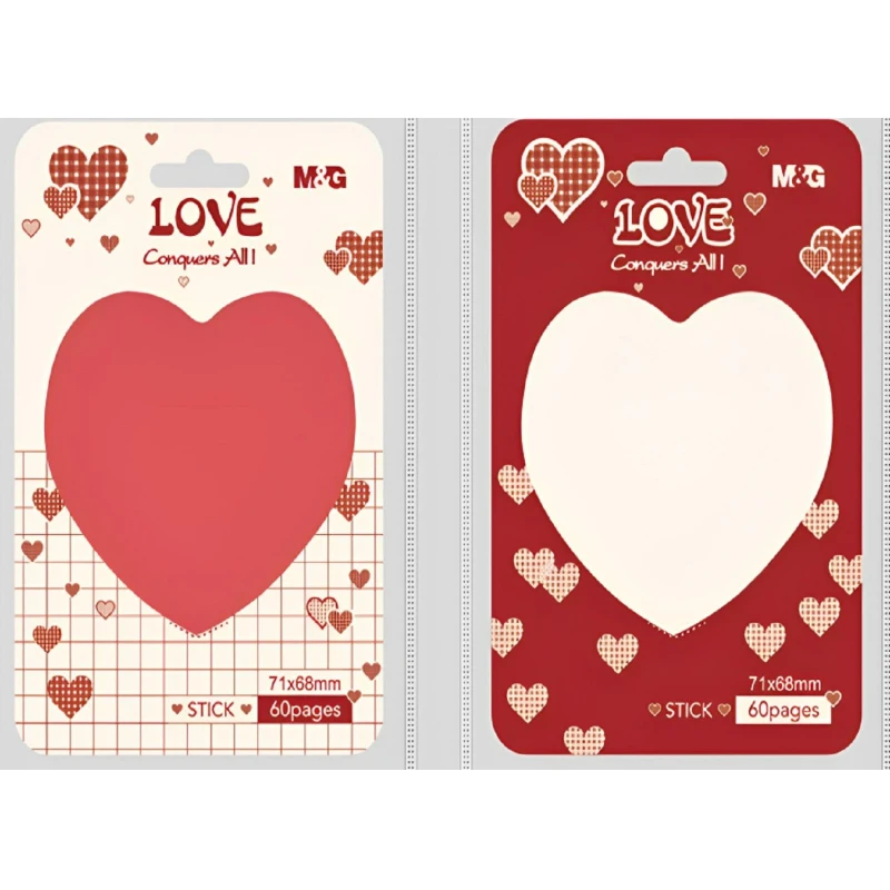 Стикеры с клеевым краем M&G Heart, фигурные, 71х68 мм, 60 листов, цвет в