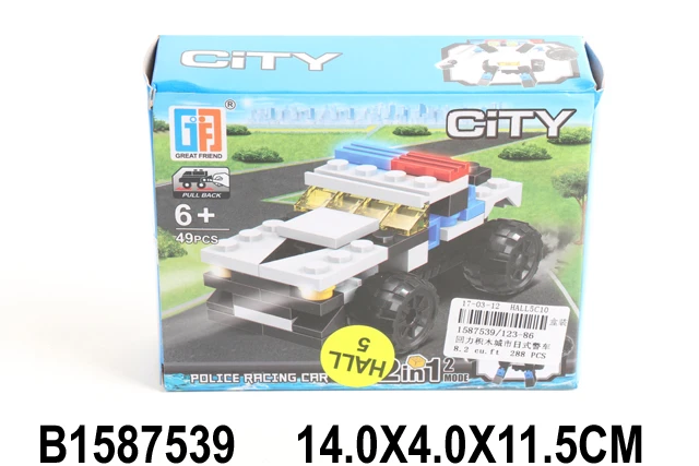 Конструктор пластиковый "ПОЛИЦИЯ 2 в 1" (49 дет, инерц. мех.,