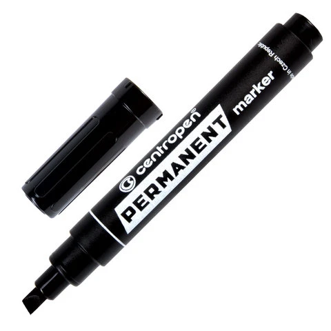 Маркер перманентный (нестираемый) CENTROPEN, ЧЕРНЫЙ, скошенный наконечник, 1-4,6