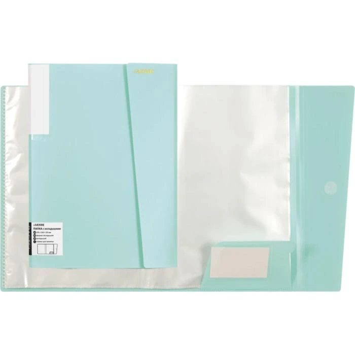 Папка А4, 20 вкладышей А3, 500 мкм, deVENTE Pastel, песок, с клапаном, бирюзовая