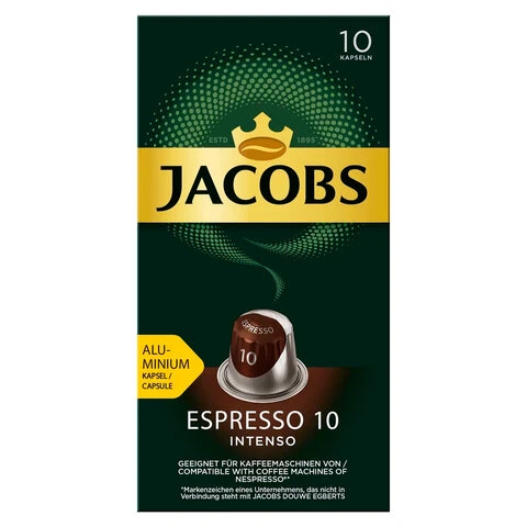 Кофе в алюминиевых капсулах JACOBS "Espresso 10 Intenso" для кофемашин