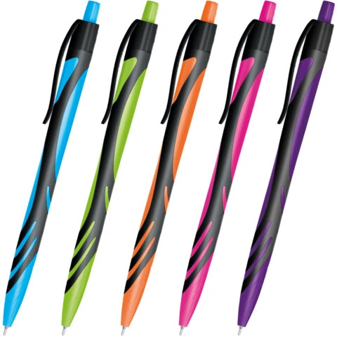 Ручка шариковая автоматическая BRAUBERG ULTRA COLOR NEON, soft-touch, СИНЯЯ,