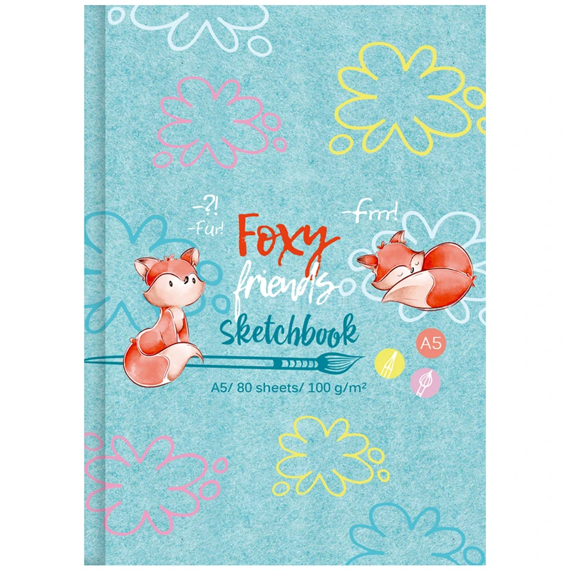 Скетчбук 80л. А5 7БЦ BG "Foxy sketch", матовая ламинация, выб. лак,