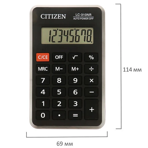 Калькулятор карманный CITIZEN LC310NR (114х69 мм), 8 разрядов, питание от