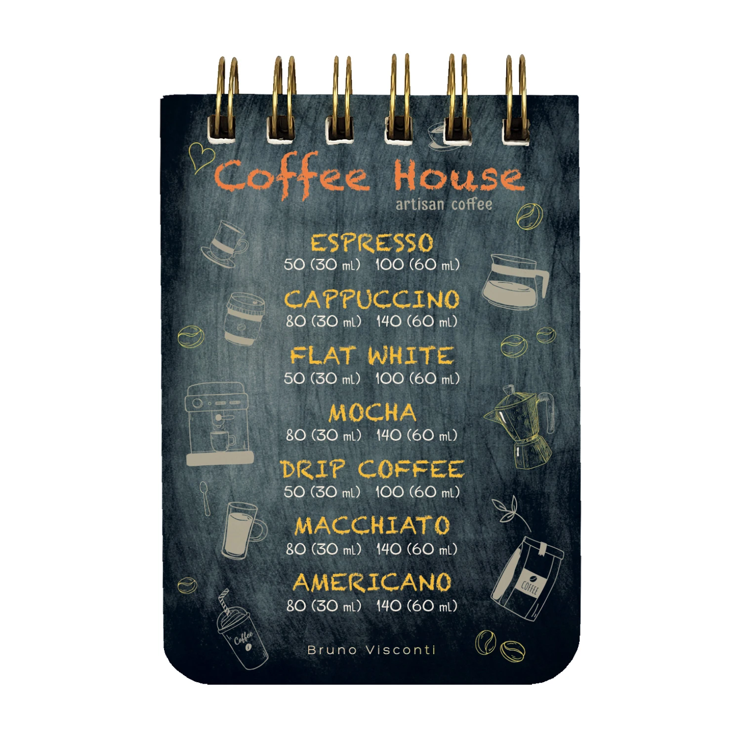 БЛОКНОТ НА ГРЕБНЕ «CUTE JOURNAL» A7, BV, 100 Л. "COFFEЕ HOUSE" ЛИНЕЙКА