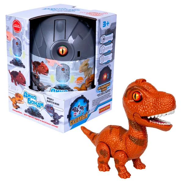 Сборный динозавр Дино Бонди со светом и звуком, брахиозавр, тм Bondibon, BOX