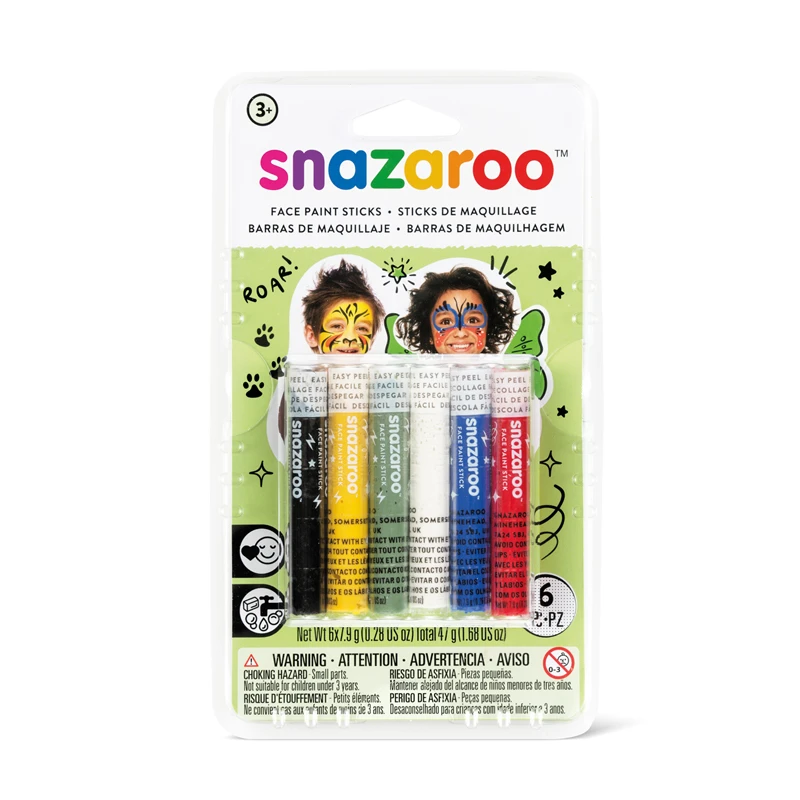 Набор красок-карандашей для детского грима лица Snazaroo, 06 цветов, блистер