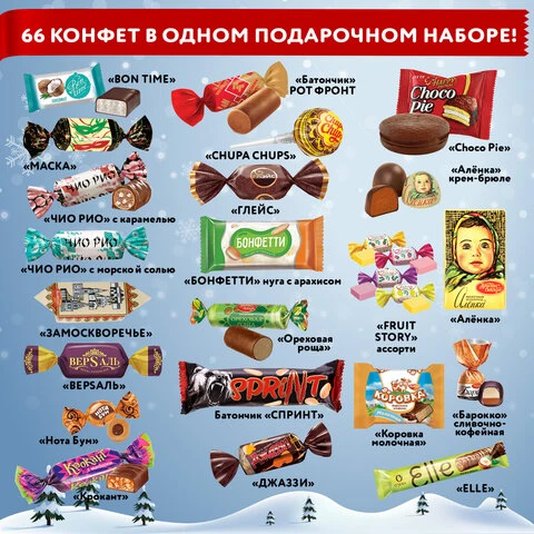 Подарок новогодний "Ларец с узорами", НАБОР конфет 1000 г, картонная