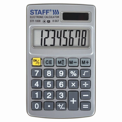 Калькулятор карманный металлический STAFF STF-1008 (103х62 мм), 8 разрядов,