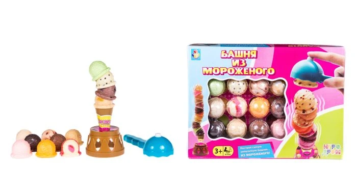 1toy ИГРОДРОМ Игра настольная "Башня из мороженого". Т13549