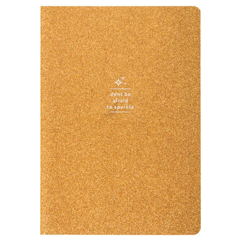 Тетрадь 48 л. в клетку обложка кожзам с блестками, сшивка, A5 (147х210мм),