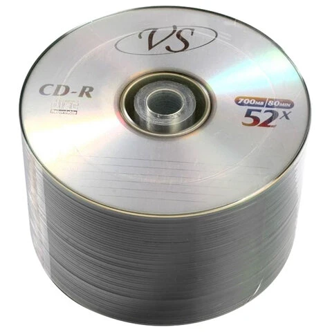 Диски CD-R VS 700 Mb 52x Bulk (термоусадка без шпиля), КОМПЛЕКТ 50 шт.,