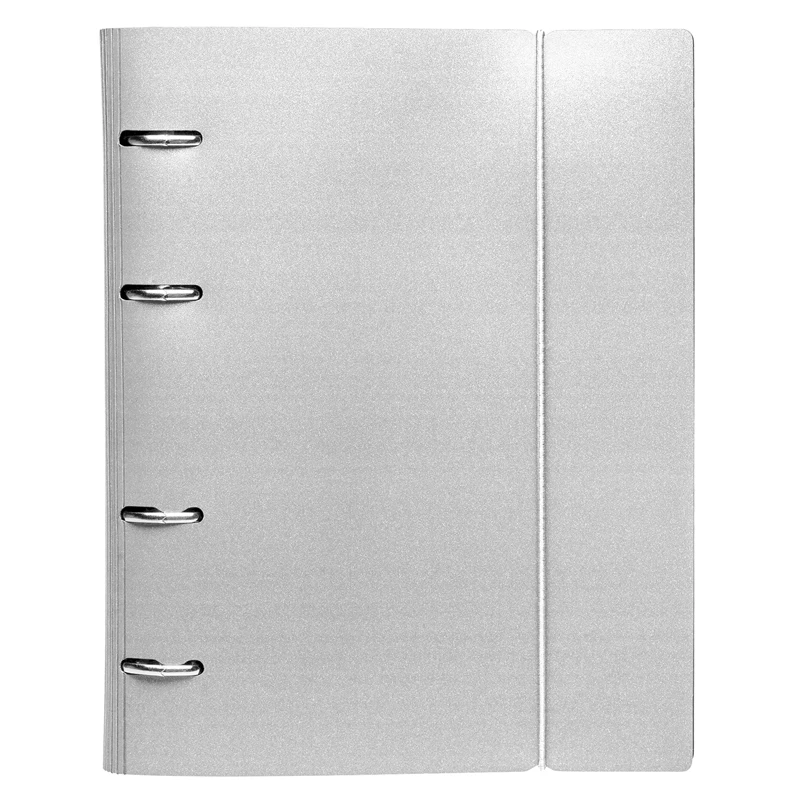 Тетрадь на кольцах А5, 120л., Hatber "Metallic. Серая", пластик. обл.,
