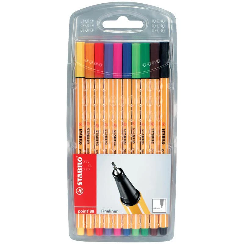 Набор капиллярных ручек "Point 88" 10цв., 0,4мм, европодвес: 8810