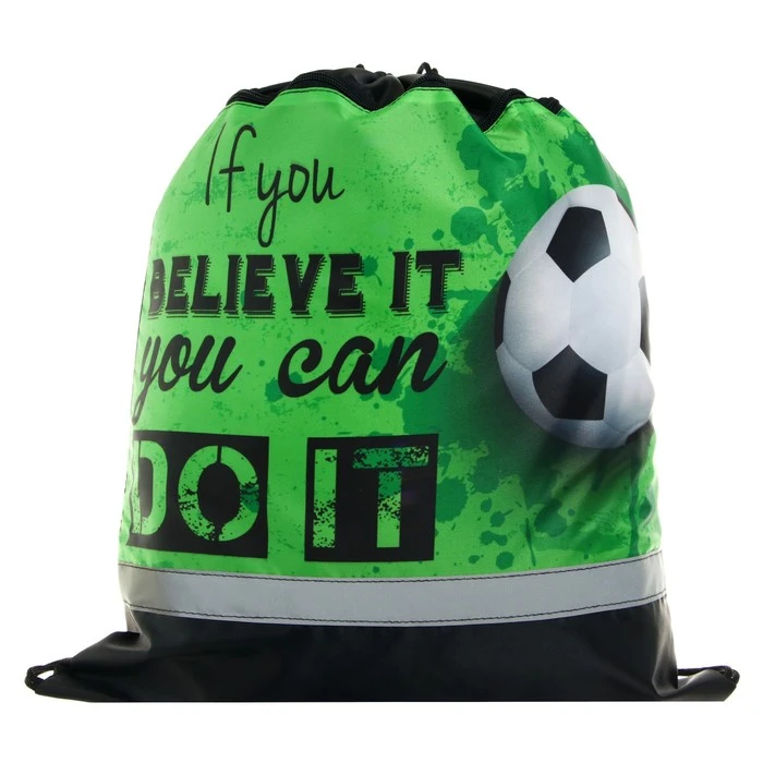 Мешок для обуви с карманом 490 х 410 мм, со светоотражающей полосой,