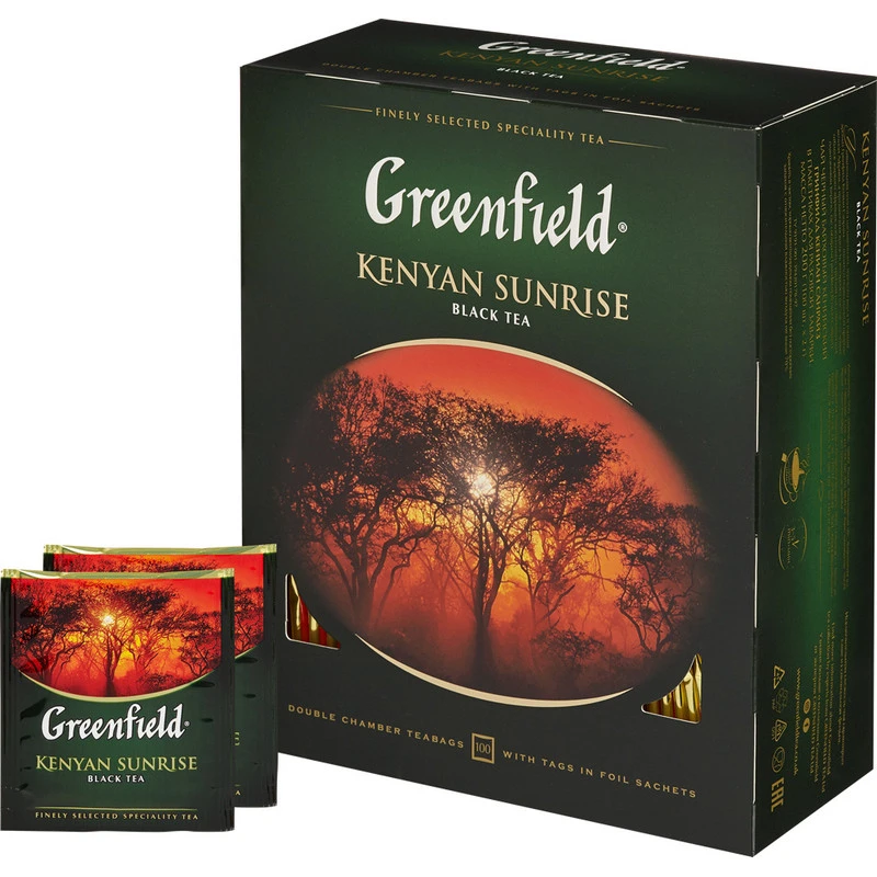 Чай Greenfield Kenyan Sunrise черн.фольгир. 100 пак/уп 0600-09