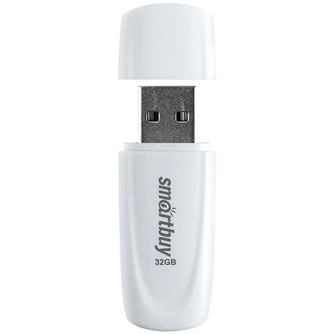 Флеш-диск 32GB SMARTBUY Scout USB 2.0, белый, SB032GB2SCW