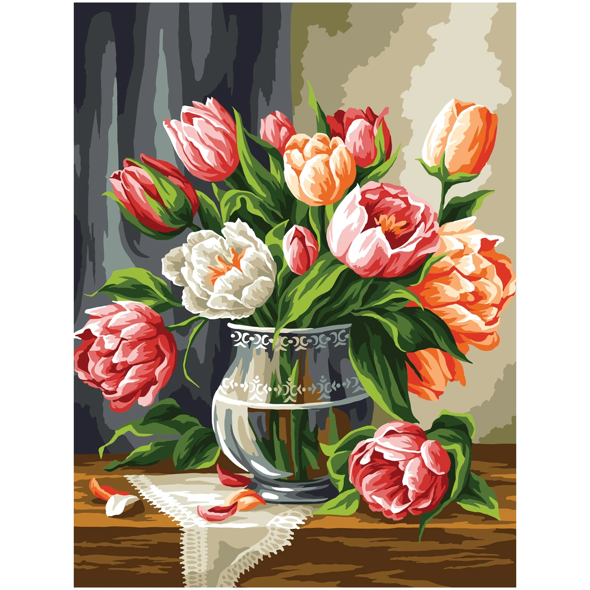 Картина по номерам на холсте ТРИ СОВЫ "Букет тюльпанов", 40*50, с