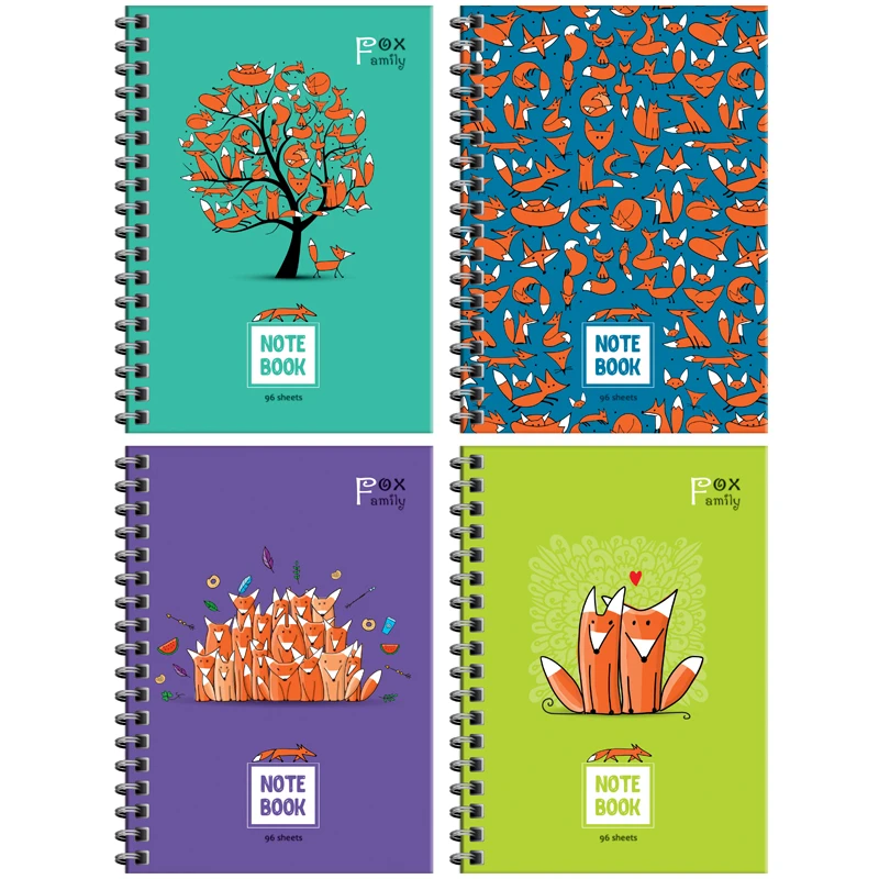 Записная книжка А6 96л., на гребне ArtSpace "Fox family", твердая