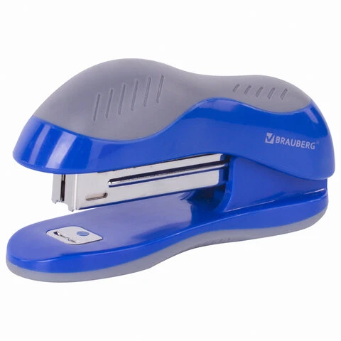 Степлер №10 BRAUBERG "JET", до 15 листов, эргономичный, сине-серый,