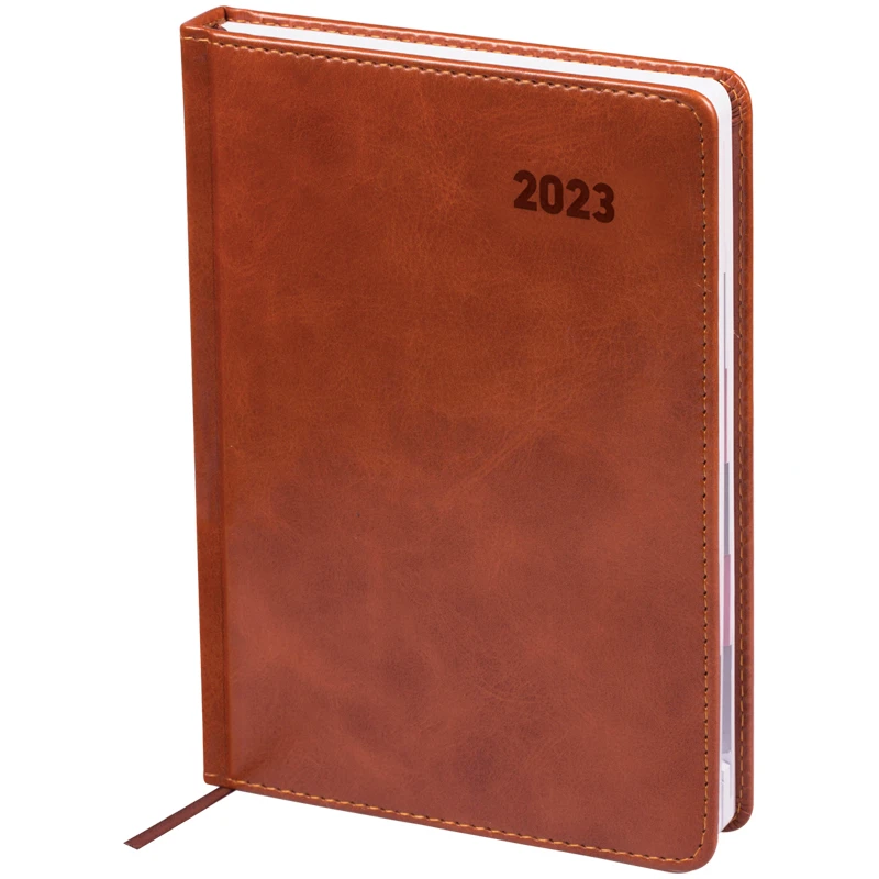 Ежедневник датированный 2023г. с вырубкой, A5, 176л., кожзам, OfficeSpace