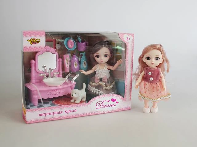 Мини Кукла в наборе. Шарнирная кукла Диана с зеркалом (2 вида микс)