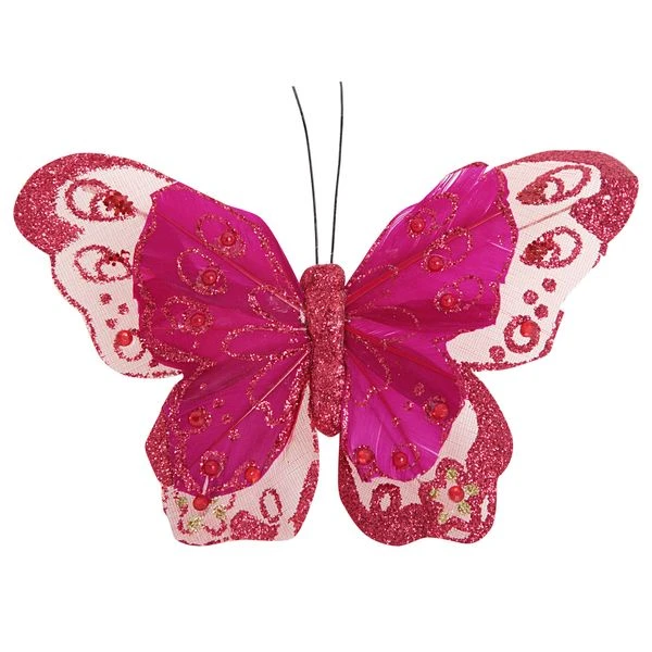 Новогодняя бабочка 15х10см в пак 4цв. Новогодняя бабочка 15х10см в пак 4цв.