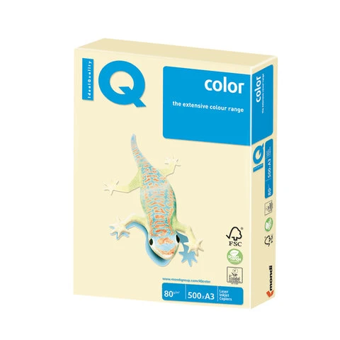 Бумага IQ color, А3, 80 г/м2, 500 л., пастель, ванильная, BE66