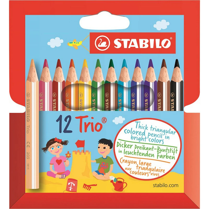 Карандаши цветные 12цв 3-гран Stabilo Trio Jumbo 205/12-01 969566