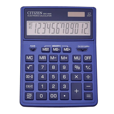 Калькулятор настольный CITIZEN SDC-444NVE (204х155 мм), 12 разрядов, двойное