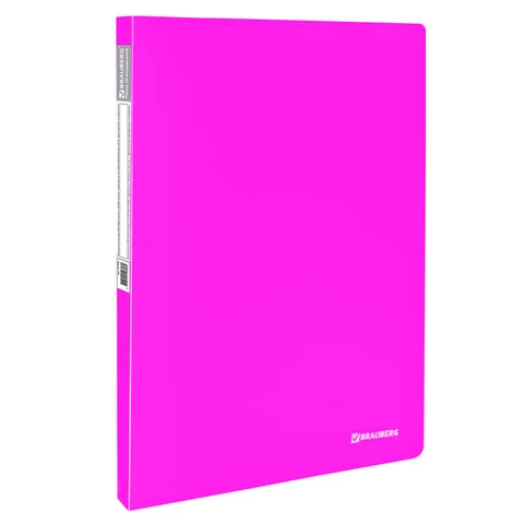 Папка 20 вкладышей BRAUBERG "Neon", 16 мм, неоновая розовая, 700 мкм,