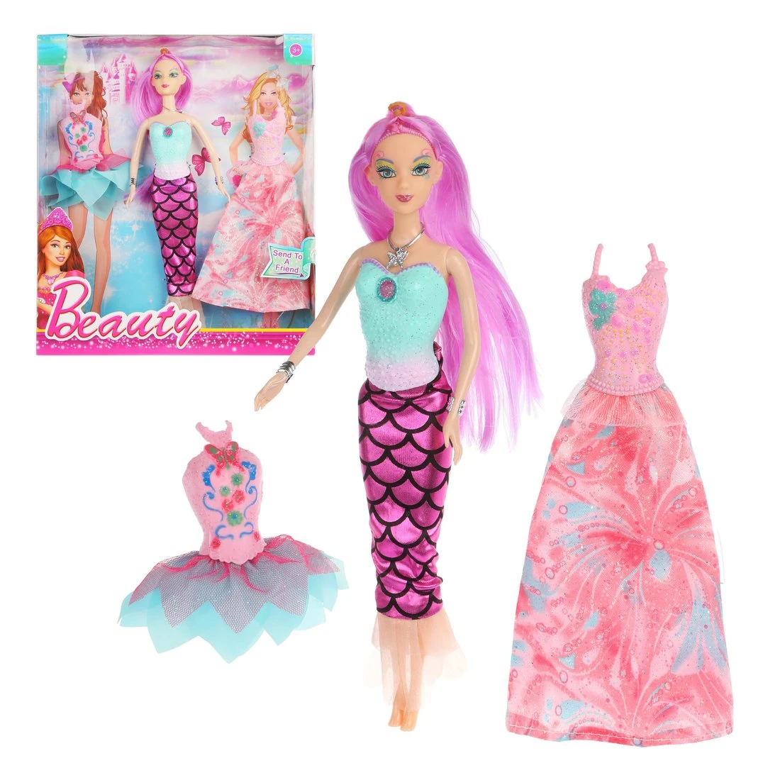 Кукла Русалка 29см со сменными нарядами, в комплекте 3 предмета, в ассортименте