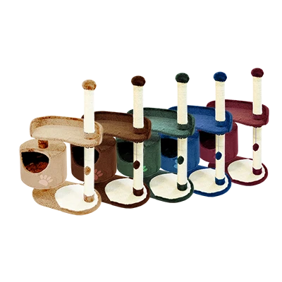 Комплекс для кошек, с круглым домом, большой лежанкой и подушкой, велюр-мех.