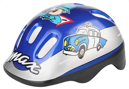 Шлем защитный детский MV-6-2 серо-синий с авто, разм. S