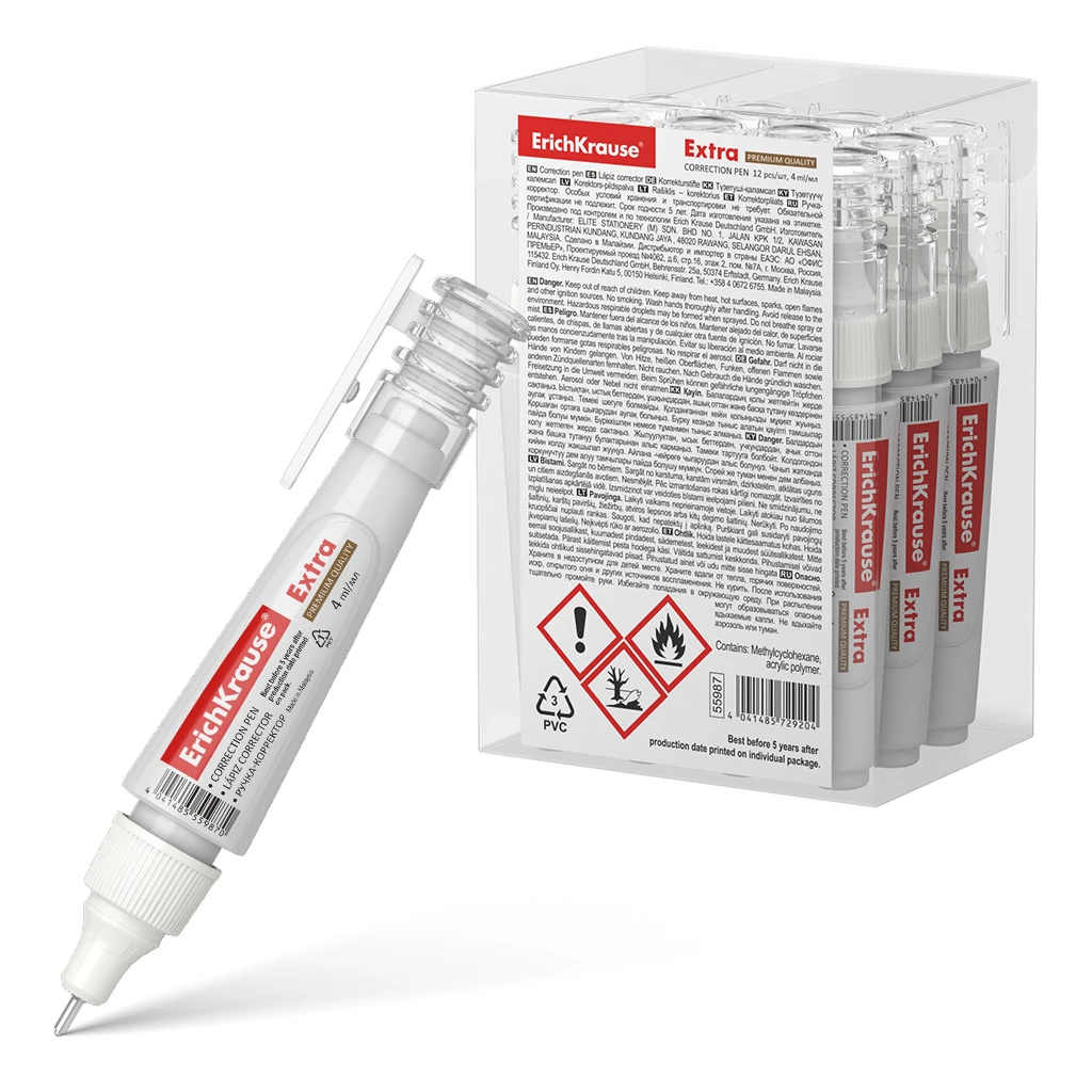 Ручка-корректор ErichKrause® Extra, 4мл (в пластиковой коробке по 12 штук)