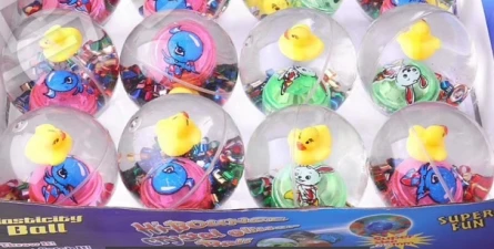 Мяч световой с наполнителем 6,5 см "УТОЧКА ДЛЯ ВАННОЙ" (12 шт в